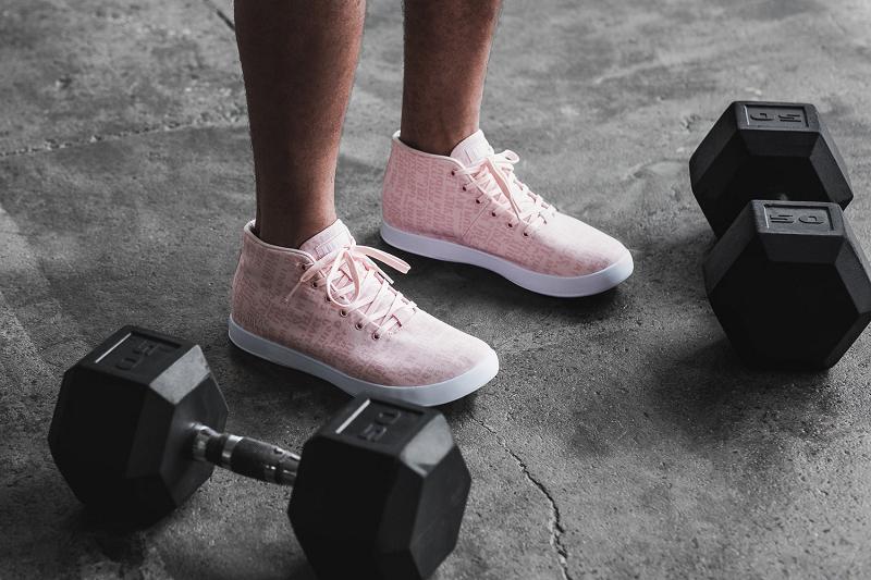 Men's Nobull Wells Canvas Mid Trainers Pink | SG Z2266U